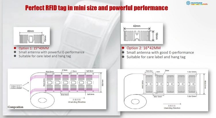 EPC GEN2 RFID UHF paper mini label for undergarment management